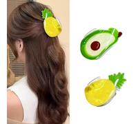 XFSRG Women's Cute Fruit Hair Clips Elegant Hair Clips Colorful Hair Pins Fashion Hair Accessories for Girls (Pineapple + Avocado)