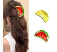 XFSRG Women's Cute Fruit Hair Clips Elegant Hair Clips Colorful Hair Pins Fashion Hair Accessories for Girls (Limon + Watermelon)