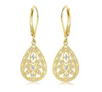XFSRG Women's Drop Shaped Breakthrough Work Earrings S925 Cubic Zirconia Pendant Elegant Luxury Accessories, Alloy Steel