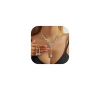 XFSRG Women's Earrings Jewellery Stainless Steel Women's Necklace Elegant Design for Special Occasions, Eine Grösse, Gold, Agate