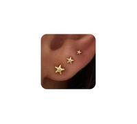 XFSRG Women's earrings set mini stars multi-size stud earrings small earrings star cross starfish combinable fashion jewellery discreet accessories, L, Cromo, Agate