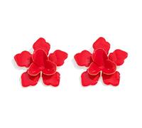 XFSRG Women's Earrings with 3D Flower Extravagant Large Floral Design Shiny Enamel Drop Earrings Lightweight and Eye-catching Jewellery for Daily Use, one size, Iron, Not applicable