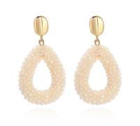XFSRG Women's Earrings with Crystal Interlaced Design Pierced Drop Earrings Creative Jewellery Inspiration Bohemian Birthday Gift, taglia unica, Metal, Pearl