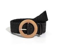 XFSRG Women's Elastic Braided Belt with Round Buckle Belt for Bohemian Chic Dress Summer Fashion Accessory for Women, Black, Eine Grösse