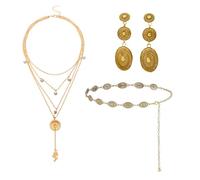 XFSRG Women's Elegant Jewellery Set Necklace Earrings Belt for Evening Party, Metal