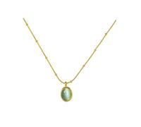 XFSRG Women's Elegant Oval Crystal Pendant Necklace with Natural Stones with Adjustable Extension Chain, Valentine's Day, Birthday, Birth, Alloys