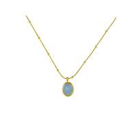 XFSRG Women's Elegant Oval Crystal Pendant Necklace with Natural Stones with Adjustable Extension Chain, Valentine's Day, Birthday, Birth, Alloys