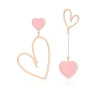 XFSRG Women's Girls' Asymmetrical Heart Gold Long Earrings Fashion Party Elegant Jewellery, Eine Grösse, Chrome, Achat