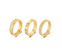 XFSRG Women's Gold Stainless Steel Rings Set of 3 Modern Rings with Elegant and Shiny Design Fine Jewelry for Women Ideal for Daily Use and Special Occasions