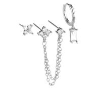 XFSRG Women's Jewellery Copper Drop Earrings with Chain and Brilliant Zircons for Special Occasions, Eine Grösse, Copper, Zircon