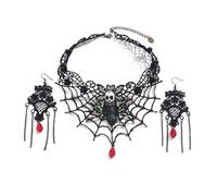 XFSRG Women's Jewellery Set Halloween Gothic Spider Web Spider Web Black Lace Costume Accessories Party Carnival