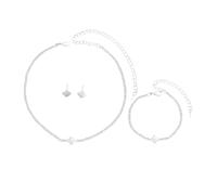 XFSRG Women's Jewellery Sets Elegant Shiny Gold Jewellery Set with Necklace Bracelet and Earrings Jewellery Set for Women Wedding for Special Occasions, Eine Grösse, Cromo, Achat