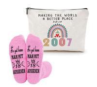 XFSRG Women's Make-Up Bag with Pink Socks Fashionable Printed Cosmetic Bag Personalised Birthday Gift for Born Women, white, 2007