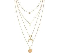 XFSRG Women's Multi-Layer Necklace Decorated with Moon and Disc Pendants Jewellery Alloys Elegant and Trendy for Women's Birthday Gift
