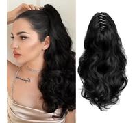 XFSRG Women's Natural Wavy Curly Long Synthetic Claw on Ponytail Hair Extension for Daily Party Festival