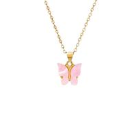 XFSRG Women's Necklace Butterfly Pink Alloy Chain Women's Fashion Elegant for All Occasions, 50.8cm, Metal, No Gemstone