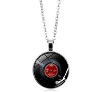XFSRG Women's Necklace Vinyl Retro Design Elegant Stainless Steel Necklace for Music Lovers and Vintage Fashion