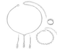 XFSRG Women's Shiny Jewelry Set with Elegant Necklace and Earrings for Party and Wedding Fashion Jewelry Set