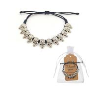 XFSRG Women's Silver Skull Design Stainless Steel Bracelet with Adjustable Charms Punk Fashion Bracelet for Girl and Woman