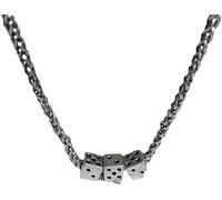 XFSRG Women's Stainless Steel Choker Necklace with Dice Pendant, Elegant Summer Necklace for Any Occasion, Silver Snake Chain, 0.1, Zinc
