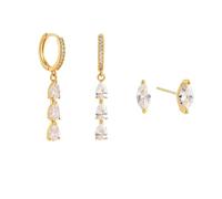 XFSRG Women's Stainless Steel Earrings with Crystal Pendants Elegant Jewellery for All Occasions, Eine Grösse, Cromo, Agate