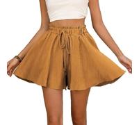 XFSRG Women's Summer Sports High Waist Elastic Drawstring Beach Shorts Loose Leg for Summer, Travel, Leisure and Outdoor Activities, caramel crunch, XL