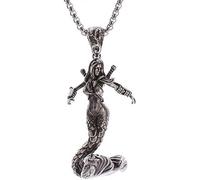XFSRG Women's Vintage Silver Mermaid Necklace Unique Design for Birthday Gift