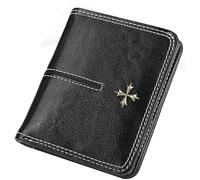 XFSRG Women's Wallet PU Leather Smooth Coin Purse Slim Short Wallets with Zipper Coin Pocket Mini Wallet for Christmas Valentine's Day Gift, Black