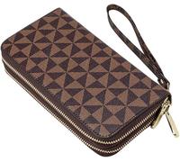 XFSRG Women's Wallet Purse Double Zipper Elegant Women's Wallet with Large Capacity for Multiple Cards Coin Purse Exquisite PU Leather Purse Gift Ideas, brown