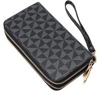 XFSRG Women's Wallet Purse Double Zipper Elegant Women's Wallet with Large Capacity for Multiple Cards Coin Purse Exquisite PU Leather Purse Gift Ideas, Blue-Black, Classic