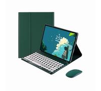 XFTeoux Keyboard Case for Fire HD 10 2023 (13th Generation) 10.1" With Mouse - Cute Round Key Wireless Detachable BT Cover, Dark Green
