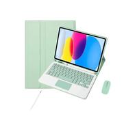 XFTeoux Keyboard Case for Ipad 10th generation 2022 10.9 inch, Touchpad Keyboard Wireless Detachable, Leather Folio Cover,Mouse & Keyboard & Pencil Set,Green