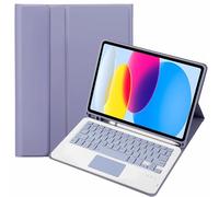 XFTeoux Keyboard Case for Ipad Air 6 13 Inch (M2) 2024, Touchpad Keyboard Wireless Detachable, Leather Folio Cover with Pencil Holder,Purple