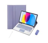 XFTeoux Keyboard Case for iPad Pro 13-inch(M4),Touchpad Keyboard Wireless Detachable, Leather Folio Cover,Mouse & Keyboard & Pencil Set,Purple,pro 13 inch 2024