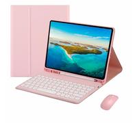 XFTeoux Keyboard Case with Mouse for Ipad Pro,Candy Detachable Magnetic Keyboard Protective Cover with Pencil Holder,Pink,10.2 7th 2019