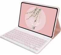XFTeoux Keyboard Cover for Amazon Kindle Fire HD 10 Tablet 10.1" (11Th Generation 2021 Release), Soft TPU Back Cover with Magnetic Detachable Bluetooth Keyboard Case,Pink