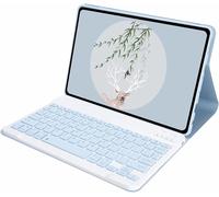 XFTeoux Keyboard Cover for Amazon Kindle Fire HD 10 Tablet 10.1" (11Th Generation 2021 Release), Soft TPU Back Cover with Magnetic Detachable Bluetooth Keyboard Case,Sky Blue