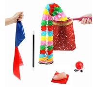 Xfunjoin 6Pcs Christmas Magic Trick Set for Stage Shows | Holiday Change Bag Routine with Vanishing Silk & Magic Ball | Easy Magic Kit for Beginners