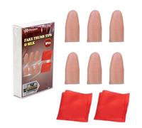 Xfunjoin 8Pcs Professional Vanishing Silk Magic Set: 6 Middle Fake Thumb Tips & 2 Silk Handkerchiefs - Close-Up Magic Props for Vanish & Appear Illusions