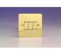 XFV3D Varilight Ultra Flat Plate Polished Brass 3 Gang Light Switch