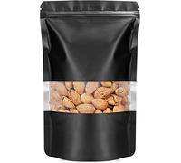 XFXIA 100 Pack Mylar Bags - Smell Proof, Foil Ziplock Bags with Window, Resealable Stand Up Packaging Pouch for Food Storage, Candy, Cookies, Bath Salts (5.51 * 8.66in, Black)