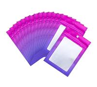 XFXIA 100 Pieces Mylar Bags, Resealable Smell Proof Bags with Ziplock and Clear Window, Aluminum Foil Pouch Bag for Candy Food Lip Gloss Packaging |flat|cute| (Purple, 4 x 6 Inch)