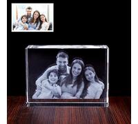 XFZDKJSD Personalised Lasered 2D/3D Photo Crystal,Custom Engraved Crystal Photo Memorial Decor,Custom Photo Crystal Glass (5x5x8cm,3DHorizontal)