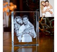 XFZDKJSD Personalised Lasered 2D/3D Photo Crystal,Custom Engraved Crystal Photo Memorial Decor,Custom Photo Crystal Glass (3DVertical,6x6x9cm)