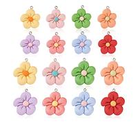 XFZJCHAP 32pcs/Box Floral Resin Pendants 2 Styles Random Blossom Loose beads Charms with Metal Loop 28~35x24~30x5~6mm for DIY Bracelet Key Chains Jewelry Crafts Making Hole: 2mm