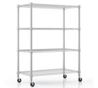 XFZJCHAP 4-Tier Wire Shelving Unit on Wheels, Height Adjustable, Standing Shelves with Levelling Feet Metal Storage Rack for Kitchen, Bathroom, Bedroom, Living Room,500kg Capacity, 90 * 45 * 183cm,