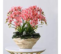 XFZJCHAP Artificial Flower in Pot Artificial Orchid with Vase Large Fake Flower Phalaenopsis Faux Plants White, Yellow 68cm