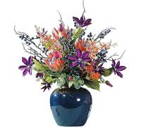 XFZJCHAP Artificial Flower Potted Artificial Flowers Plant Arrangement Fake Flowers Bouquet with Ceramic Vase Tabletop Flowers Fake Floral Decoration Beautiful Shape