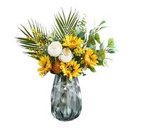 XFZJCHAP Artificial Flowers Silk Flower Beautiful Artificial Flowers with Grass Vase Fake Flower Set for Wedding Home Living Room Table Decoration Accessories Arrangement Fake Flowers