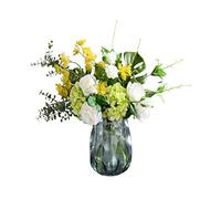 XFZJCHAP Artificial Flowers Silk Flower Beautiful Artificial Flowers with Grass Vase Fake Flower Set for Wedding Home Living Room Table Decoration Accessories Arrangement Fake Flowers